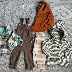3/6M Neutral Baby Lot Jamie Kay Knit, Gymboree, Misha Puff Knit, & Button Downs